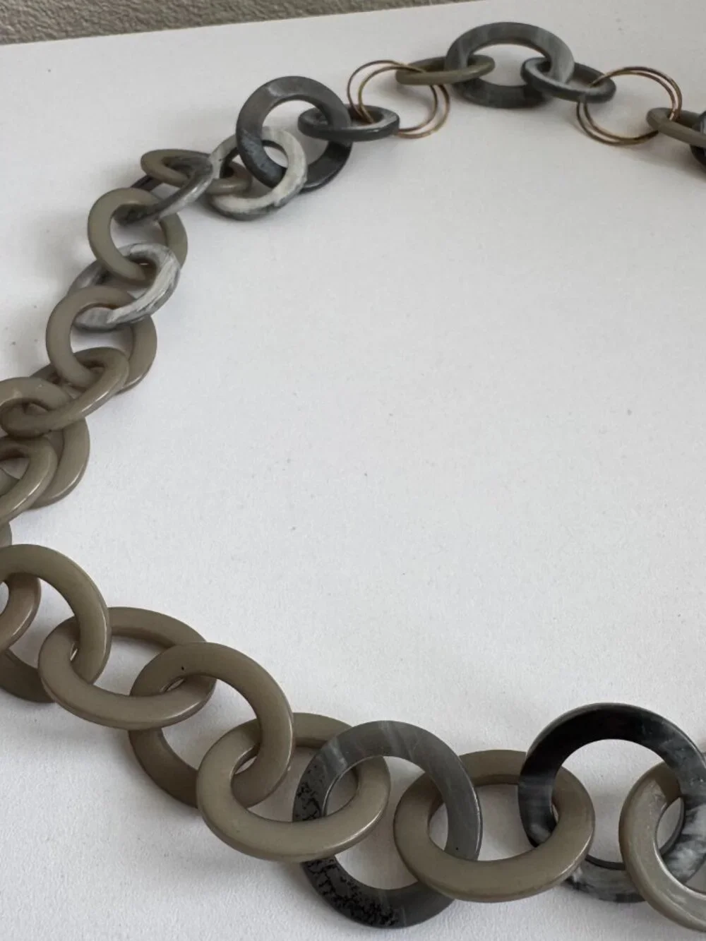 Rush by Denis & Charles Statement Link Necklace Gray Taupe Acrylic Resin Chunky